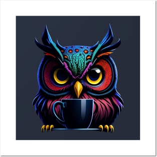 OWL AND COFFEE CUP Posters and Art